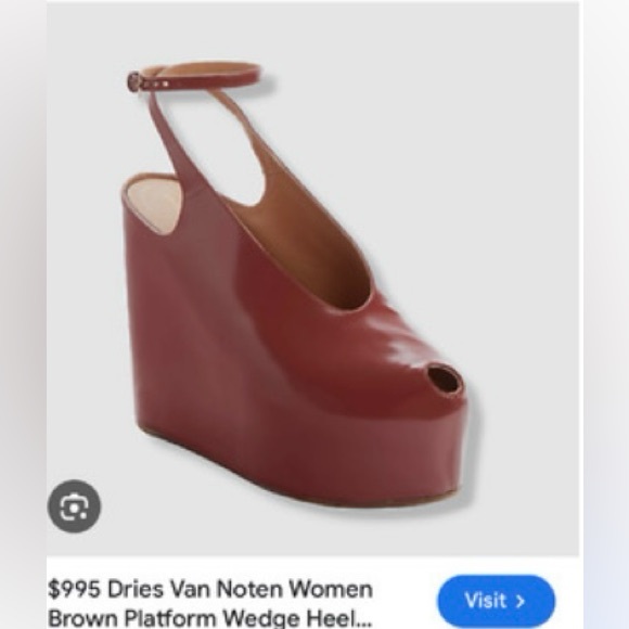 Dries Van Noten Women Red Platform Wedge Heel Sandals Shoe Sz EU 36 1/2 or 6 - Picture 2 of 11